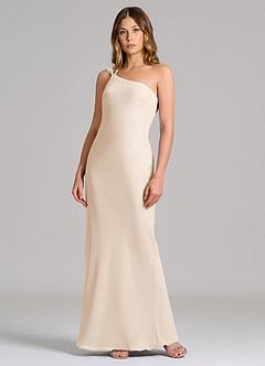 Azazie Monroe 신부 들러리 드레스 쉬스 한쪽 어깨 쉬폰 바닥 길이 드레스 image3