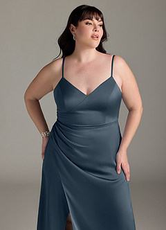 Azazie Marchella Bridesmaid Dresses Twilight A-Line Corset Stretch Satin Dress image11