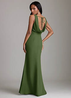 Azazie Linelle Bridesmaid Dresses Olive Mermaid Pleated Chiffon Dress image2