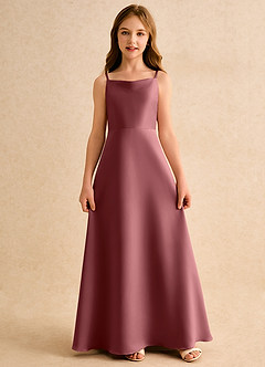 Azazie Joella Girls Formal Flower Girl Klänningar Klä A-Line i Matt satäng Plisserad image5