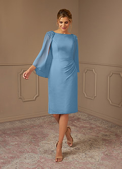 Azazie Carmela Mother of the Bride Dresses Steel Blue Sheath Lace Chiffon Dress image1