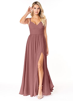 Azazie Chanel Bridesmaid Dresses Desert Rose A-Line Pleated Chiffon Dress image1