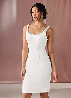 Emily White Beaded Scoop Midi Dress image3
