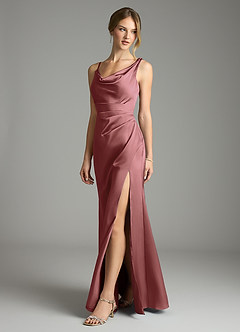 Azazie Samara Bridesmaid Dresses Amethyst Mermaid Pleated Stretch Satin Dress image3