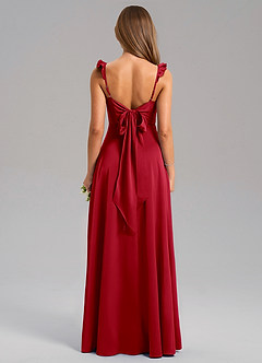 Azazie Everett Bridesmaid Dresses Scarlet A-Line Stretch Satin Dress image2