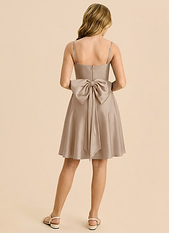 Azazie Bear Junior Taupe A-Line Sweetheart Neckline Stretch Satin Dress image2