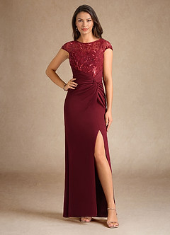 Azazie Santa Clarita vestidos de madre de la novia Vestido de Cabernet de Crepé elástico de Sirena con Lentejuela image7