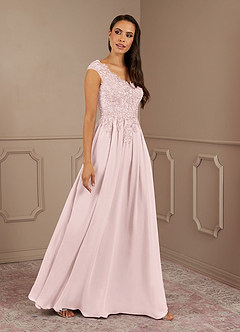Azazie Amethyst Mother of the Bride Dresses Blushing Pink A-Line V-Neck Sequins Chiffon Dress image3