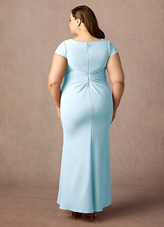 Azazie Tana vestidos de madre de la novia Vestido de Azul Cielo de Crepé elástico de Corte Sirena con Cuello en V plisado image7