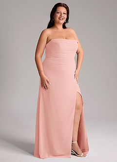 Azazie Leonis Bridesmaid Dresses Rosette Sheath Strapless Chiffon Convertible Dress image14