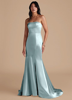 Azazie Aura Bridesmaid Dresses Mist Mermaid Metallic Satin Convertible Dress image6