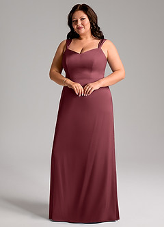 Azazie Denice Bridesmaid Dresses Merlot Sheath Pleated Stretch Satin Dress image6