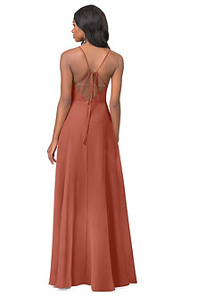 Azazie Everleigh Abiti da Damigella Abito A-Line in Chiffon con Scollo a Cuore a Pieghe Argilla image2