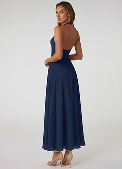 Azazie Tessie Bridesmaid Dresses Dark Navy A-Line Pleated Chiffon Dress image2