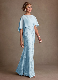 Azazie Amrita Mother of the Bride Dresses Sky Blue Mermaid Lace Chiffon Dress image2
