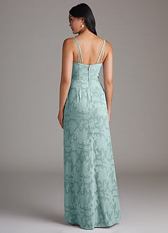 Azazie Leo Robes de demoiselle d'honneur Robe Fourreau en Blumen-Burnout Plissée Brume image2