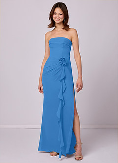 Barbie ♥ Azazie Bridesmaid Dresses Blue Jay Sheath Strapless Chiffon Convertible Dress image3