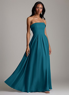 Azazie Lucienne Bridesmaid Dresses Ink Blue A-Line Strapless Chiffon Convertible Dress image6