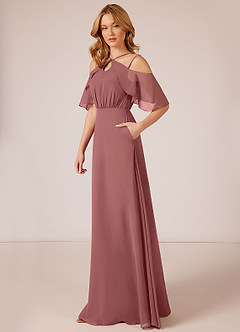 Azazie Adele Vente Finale Robe A-ligne en Mousseline de soie Rayé Agave image4