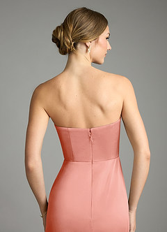 Azazie Wren Bridesmaid Dresses Coral A-Line Strapless Stretch Satin Convertible Dress image6