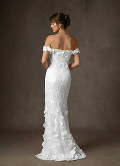 Azazie Olessia Abiti da Sposa Abito Sirena in Pizzo Bianco Diamante image8