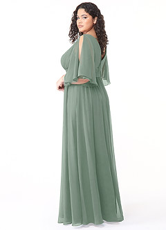 Azazie Temeka Brautjungfernkleider A-Linie Gestreift Chiffon Kleid Silberner Salbei image10