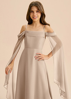 Azazie Moana Junior Linia A Pofałdowany Szyfon Długość podłogi Młodsza druhna Sukienka image7