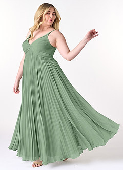 Azazie Raychelle Bridesmaid Dresses Matcha A-Line V-Neck Chiffon Dress image9