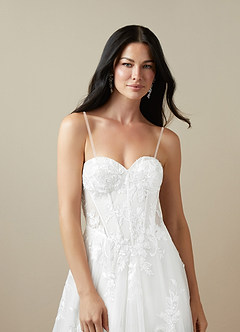 Azazie Aurorie Wedding Dresses Diamond White A-Line Sequins Tulle Dress image5