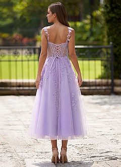 Zosia Purple Lace A-line Lace Up Back Midi Dress image2