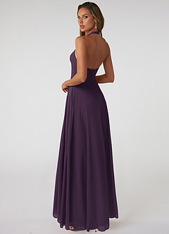 Azazie Tessie Bridesmaid Dresses Plum A-Line V-Neck Pleated Chiffon Dress image2