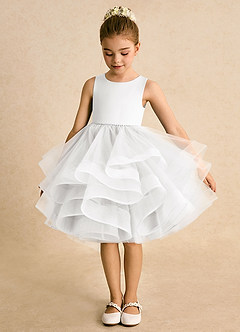 Azazie Tinie Robe Demoiselle D'honneur Fillette Robe Princesse en Tulle Arc Blanc image5