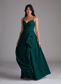 Azazie Naeem Robes de demoiselle d'honneur Robe Trapèze en Blumen-Burnout Vert Pin image4