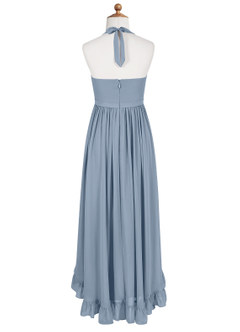 Azazie Hermione Vestido de Azul Polvoriento de Gasa/ Chiffon de Acampanado image7