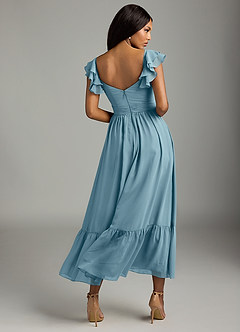 Azazie Anaya Bridesmaid Dresses Moody Blue A-Line Pleated Chiffon Dress image5