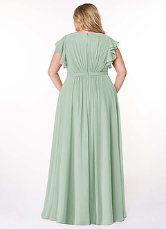 Azazie Daphne Modest Bridesmaid Dresses A-Line Ruffled Chiffon Floor-Length Dress image8