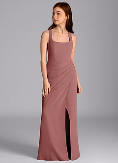 Azazie Mero Junior Desert Rose Mermaid Pleated Chiffon Dress image5