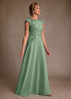 Azazie Christi vestidos de madre de la novia Vestido de Matcha de Gasa de Corte en A con Encaje image3