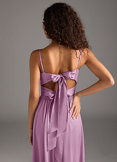 Azazie Zeya Robes de demoiselle d'honneur Robe Trapèze en Satin extensible Plissée Glycine image4