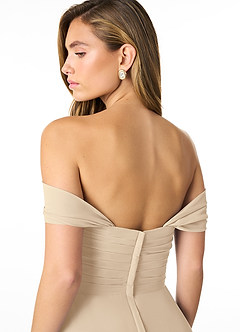 Azazie Kaitlynn Brautjungfernkleider Wandelbar Empire Gerafft Chiffon Kleid Champagner image6