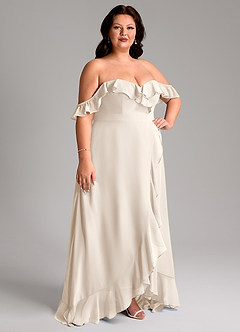 Azazie Lyra Bridesmaid Dresses White Alabaster A-Line Chiffon Convertible Dress image13