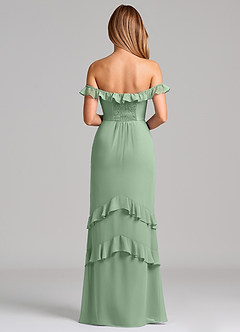 Azazie Marilynn Final Sale Matcha Mermaid Off the Shoulder Chiffon Dress image2