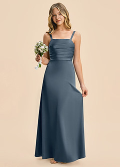 Azazie Astyn Junior Twilight Sheath Pleated Stretch Satin Dress image6