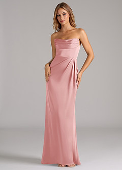 Azazie Johana Bridesmaid Dresses Powder Pink Mermaid Off the Shoulder Stretch Satin Convertible Dress image5
