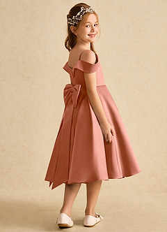 Azazie Favia Flower Girl Dresses MAI TAI A-Line Off the Shoulder Matte Satin Dress image3