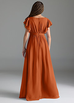 Azazie Daphne Junior Burnt Orange A-Line Pleated Chiffon Dress image5