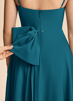 Azazie Bear Junior Ink Blue A-Line Pleated Chiffon Dress image8