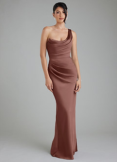 Azazie Sabrina Bridesmaid Dresses Espresso Mermaid Corset Stretch Satin Dress image6