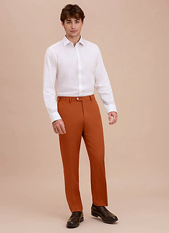 front Ethan Orange Brûlée Pantalon habillé en tissu raffiné