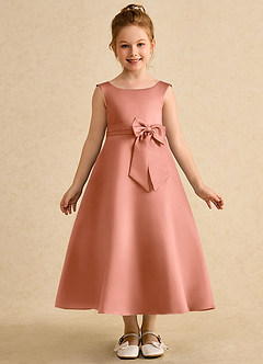 Azazie Eve Abiti da Ragazza di Fiori Abito A-Line in Raso Opaco Plissettato Più Tagliato image4